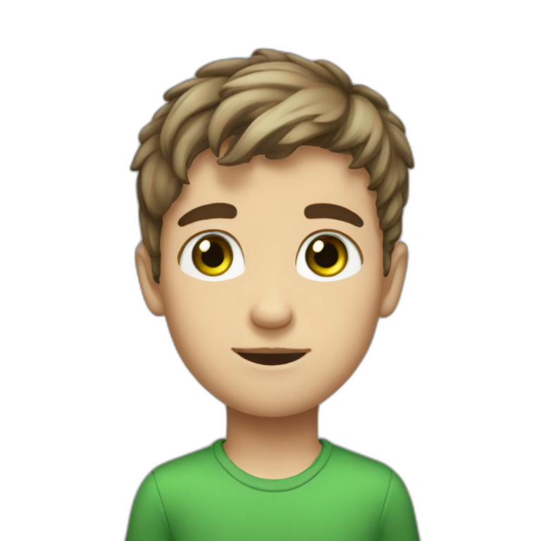 Boy with green eyes, middle hair part, brown hair emoji