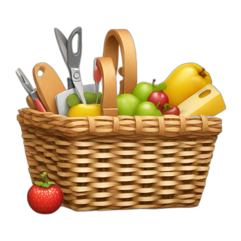 picnic basket with design tools inside emoji