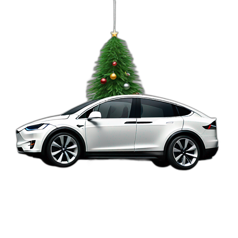 Tesla Model X as hanging Christmas tree decoration emoji