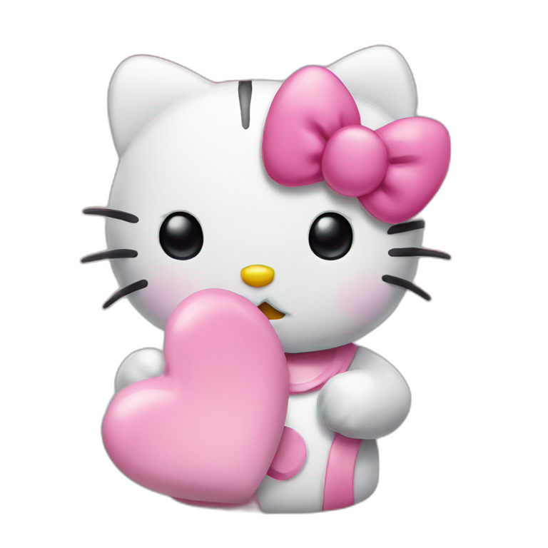 hello kitty with a blow kiss emoji