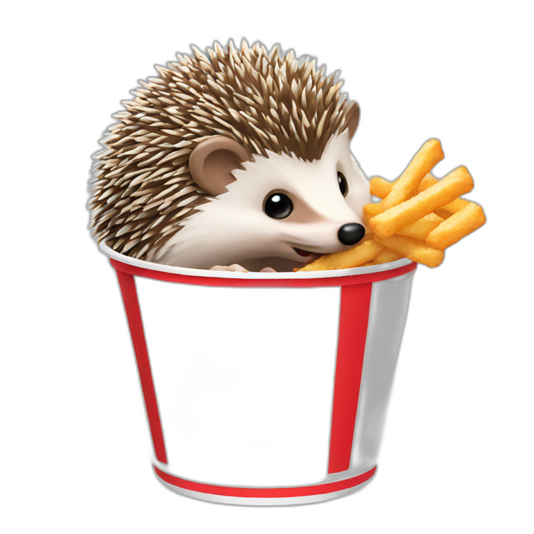 Hedgehog eating KFC bucket emoji