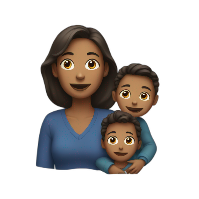woman with her two sons emoji