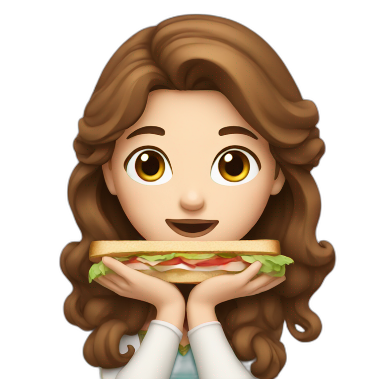 Brown Hair princess eating a sandwich emoji