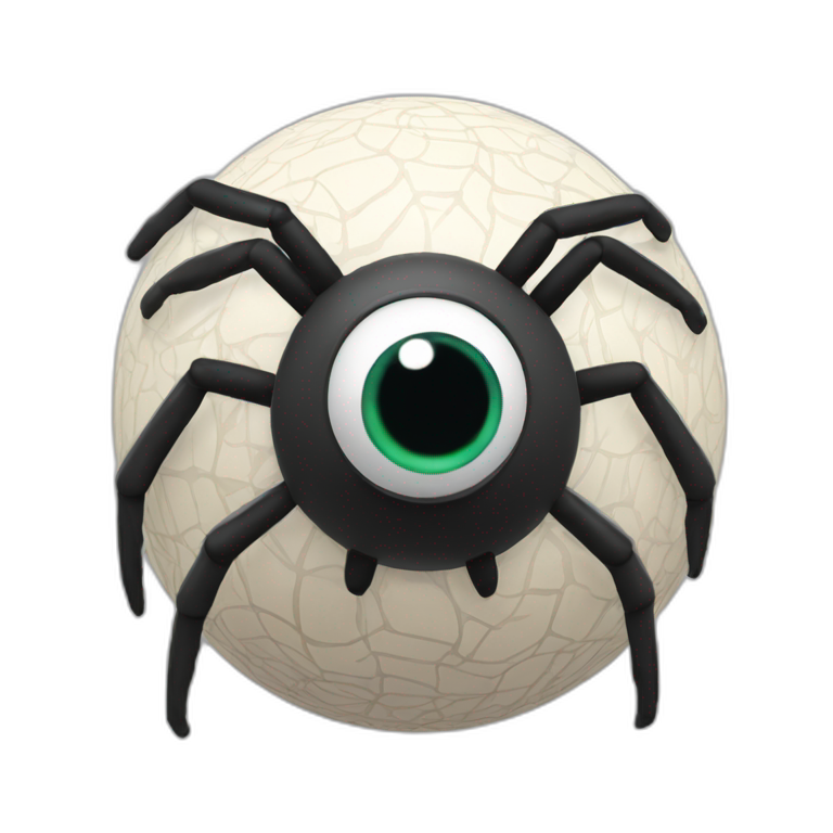 3d sphere with a cartoon spider skin texture with big playful eyes emoji