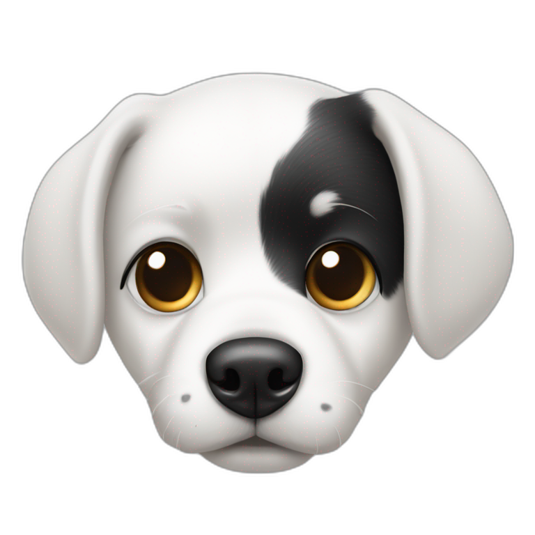 white dog with black spot on half of the face emoji