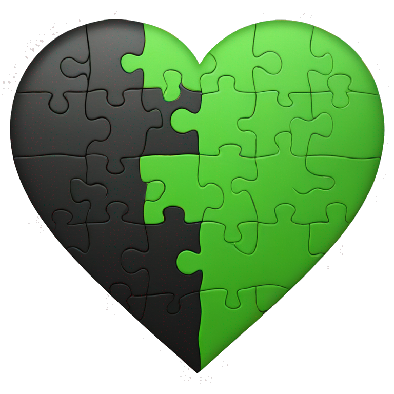 Half black and half Green puzzle heart emoji