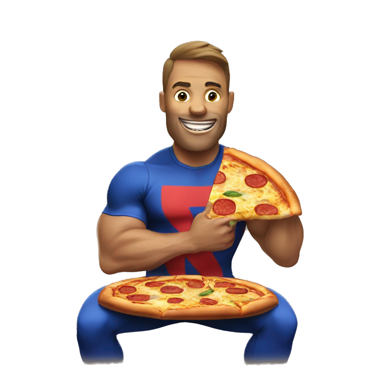 Powerlifter eating pizza emoji