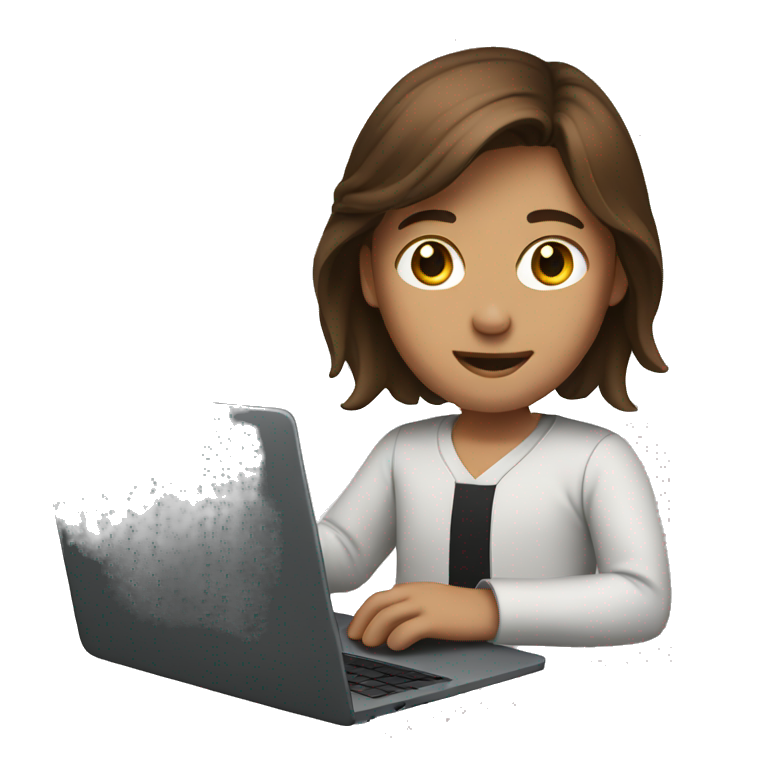 person with brown hair and laptop emoji