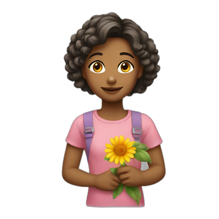 A girl have a flower emoji