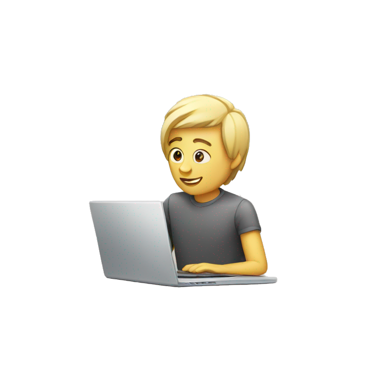 Human with laptop showinng laptop screen emoji