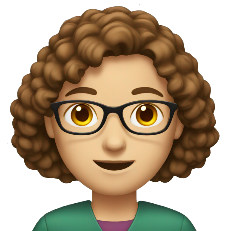 Teacher with brown hair emoji