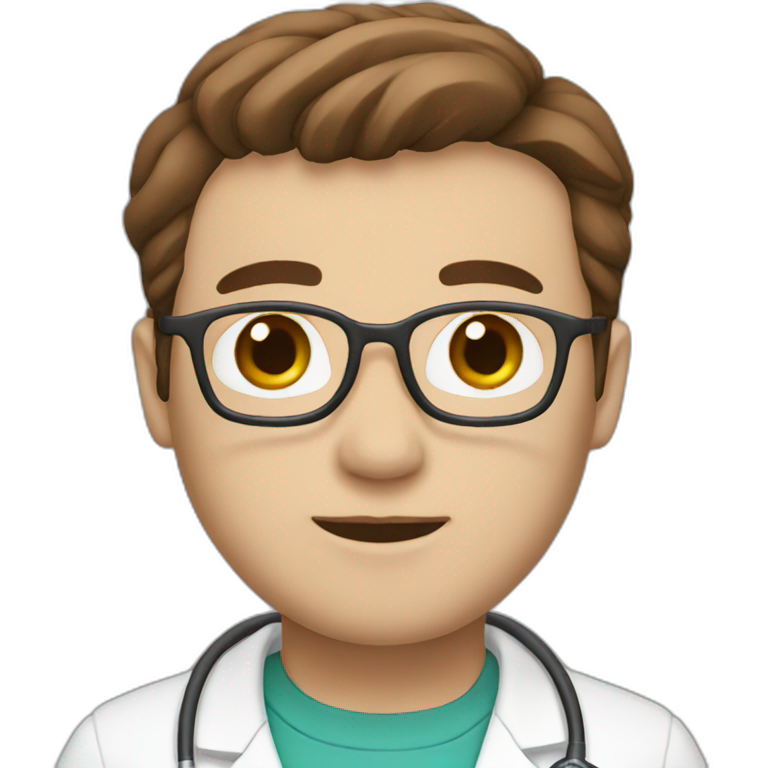 doctor, white skin, brown hair emoji