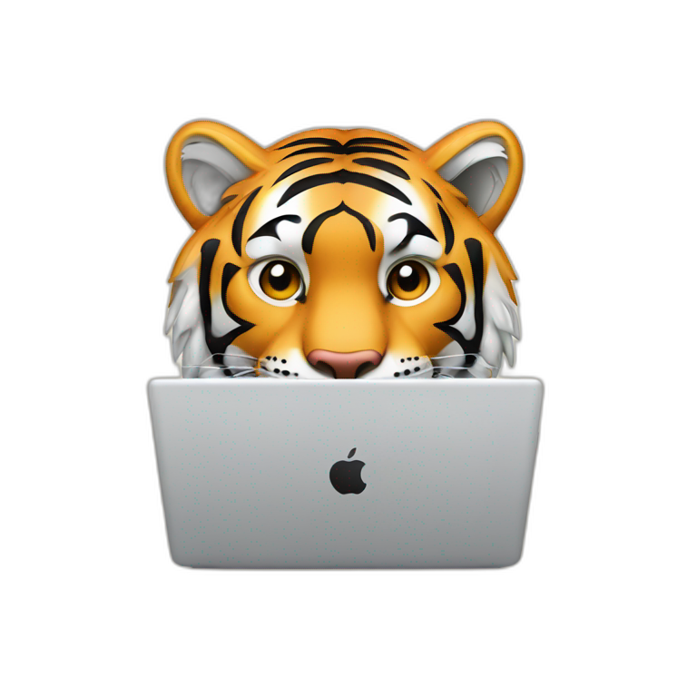 tiger coding in laptop emoji
