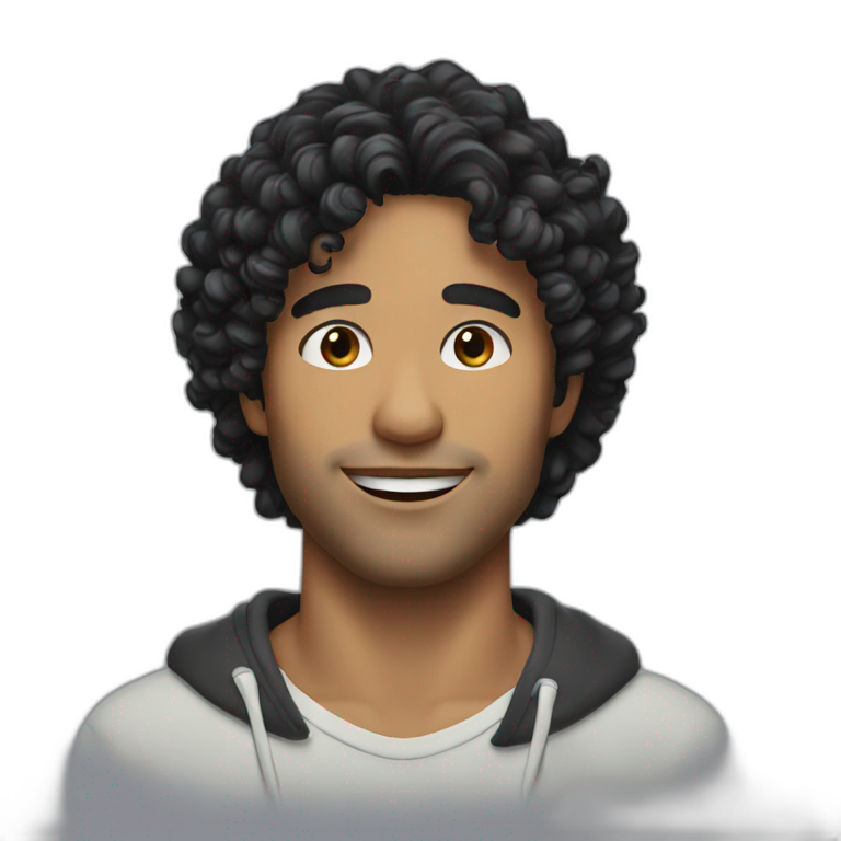 Man jaw square black curly hair emoji