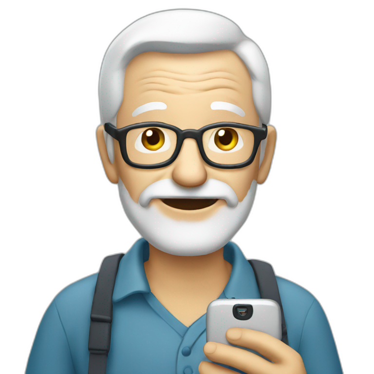 old man using mobile phone emoji