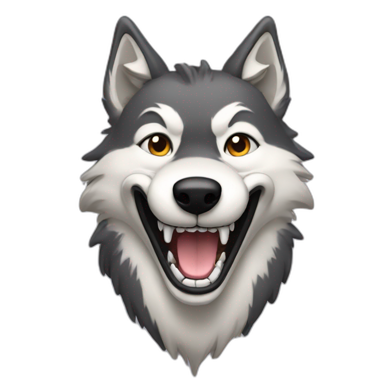 smiling wolf with human teeth emoji