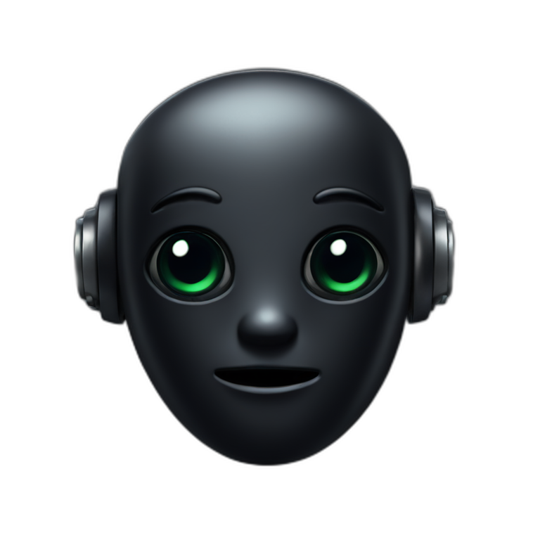 cute matte black robot face emoji