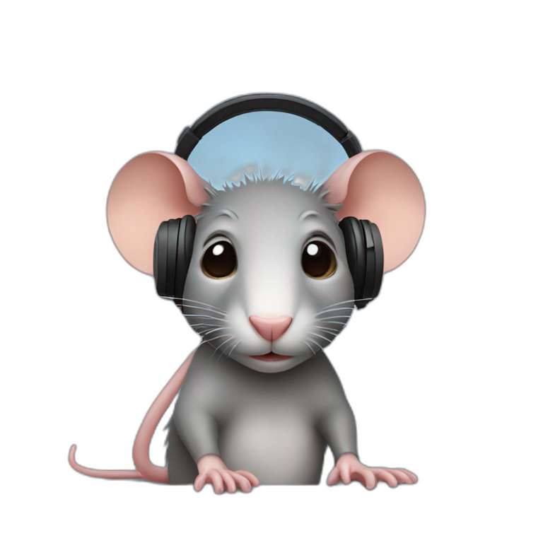 Rat wearing headphones emoji