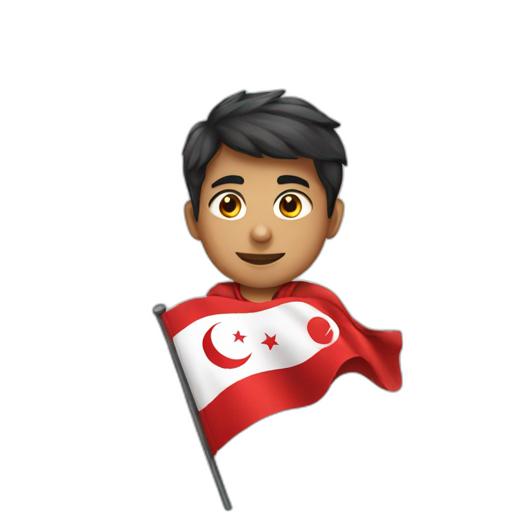 boy with Turkish flag emoji