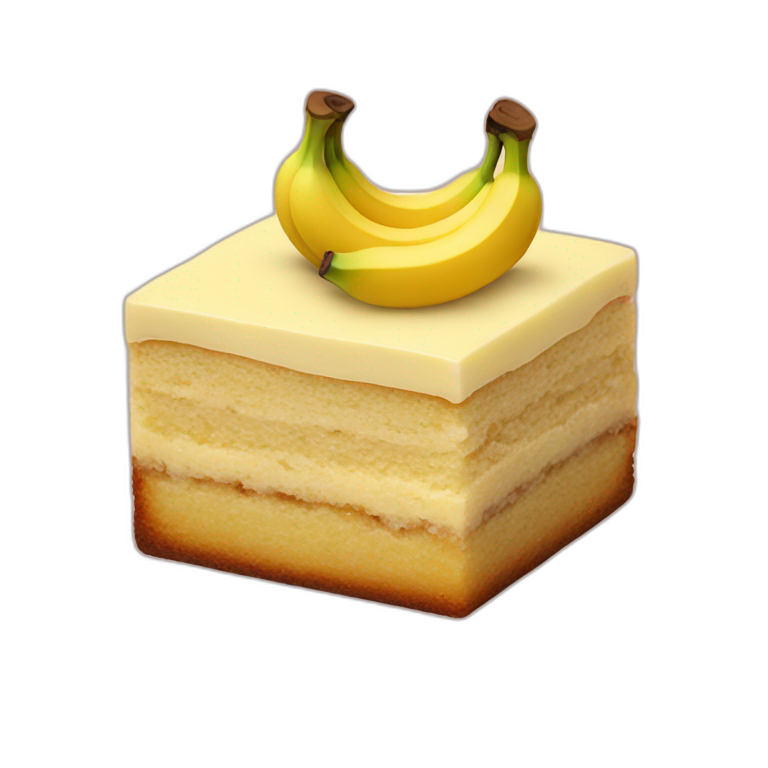 square banana cake with banana on top emoji