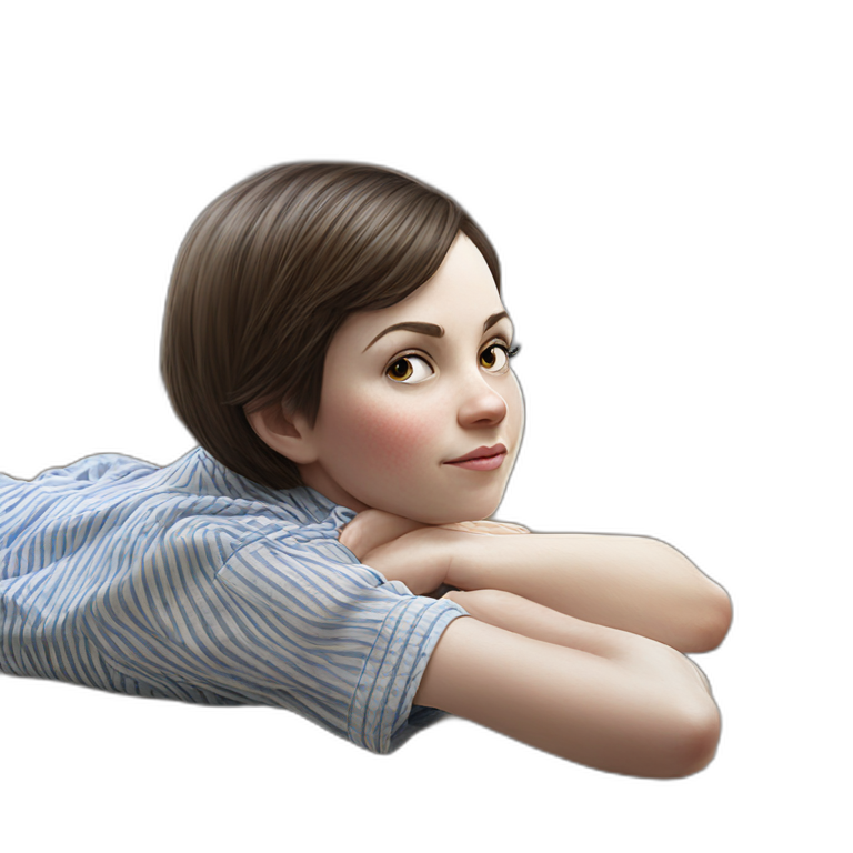 girl resting on stomach peacefully emoji
