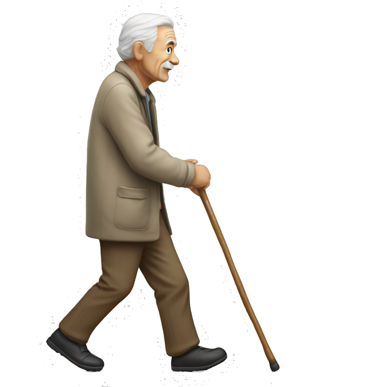 Old man walking with help of walking stick  emoji