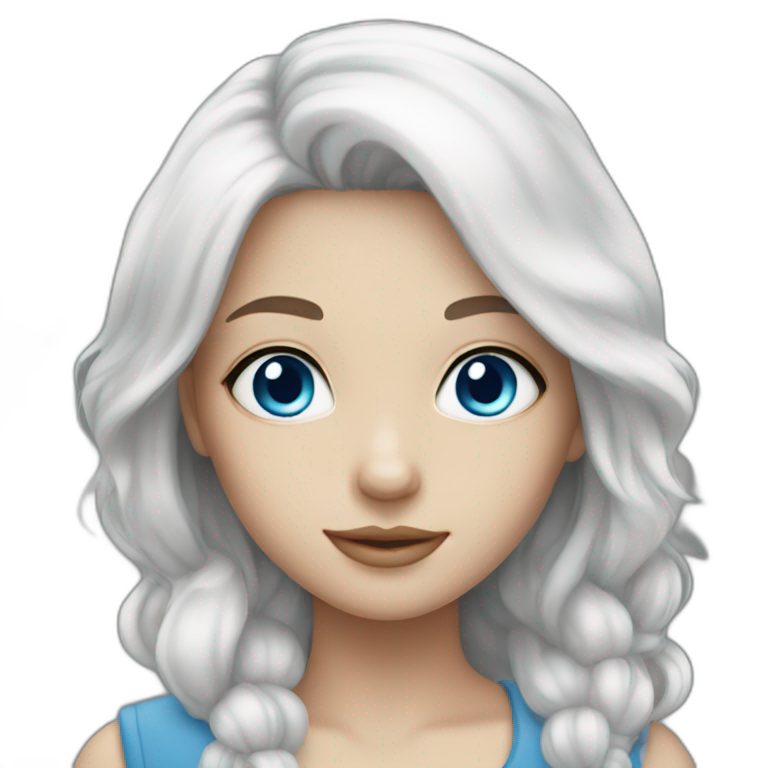 Girl blue eyes and white hair  emoji