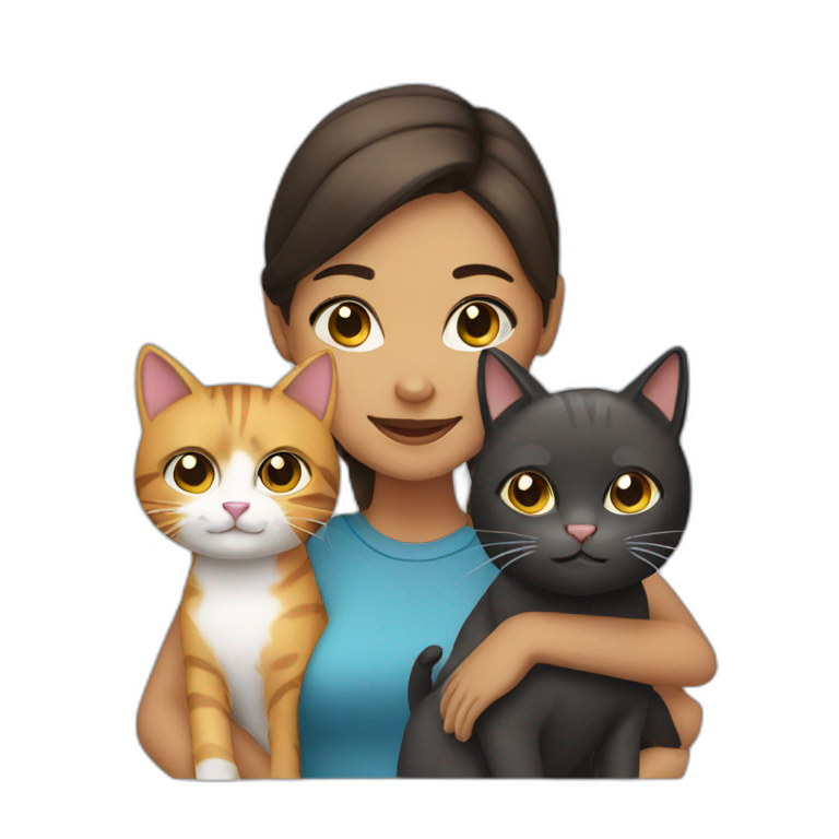 Girl with two cats emoji