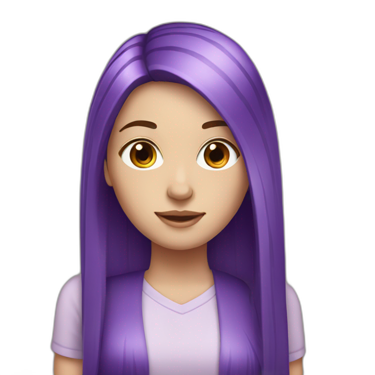 white girl with long straight purple hair emoji