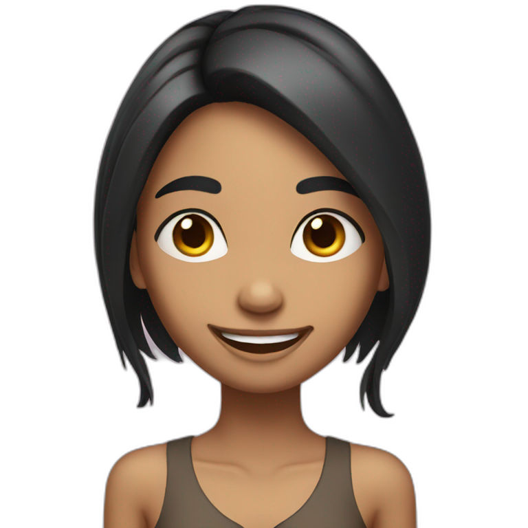 skinny indian girl with long black hair smiling emoji