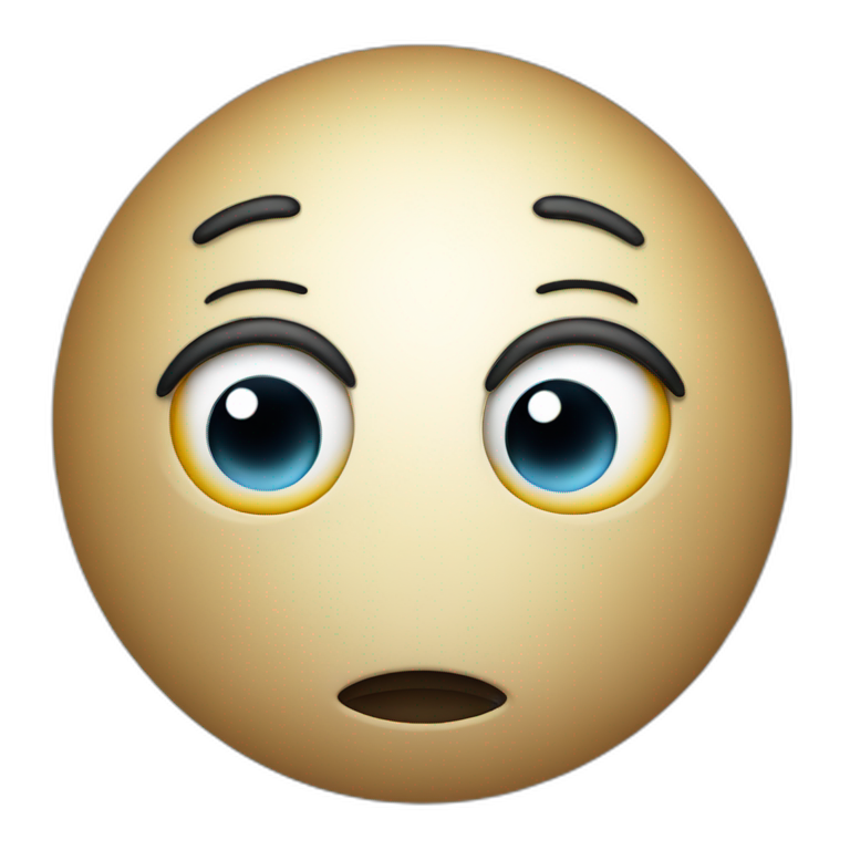 planet Mercury with a cartoon playful face with big calm eyes emoji