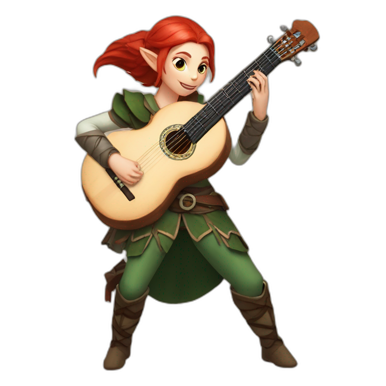 Baldurs gate 3 female elf bard with red hair playing a lute emoji