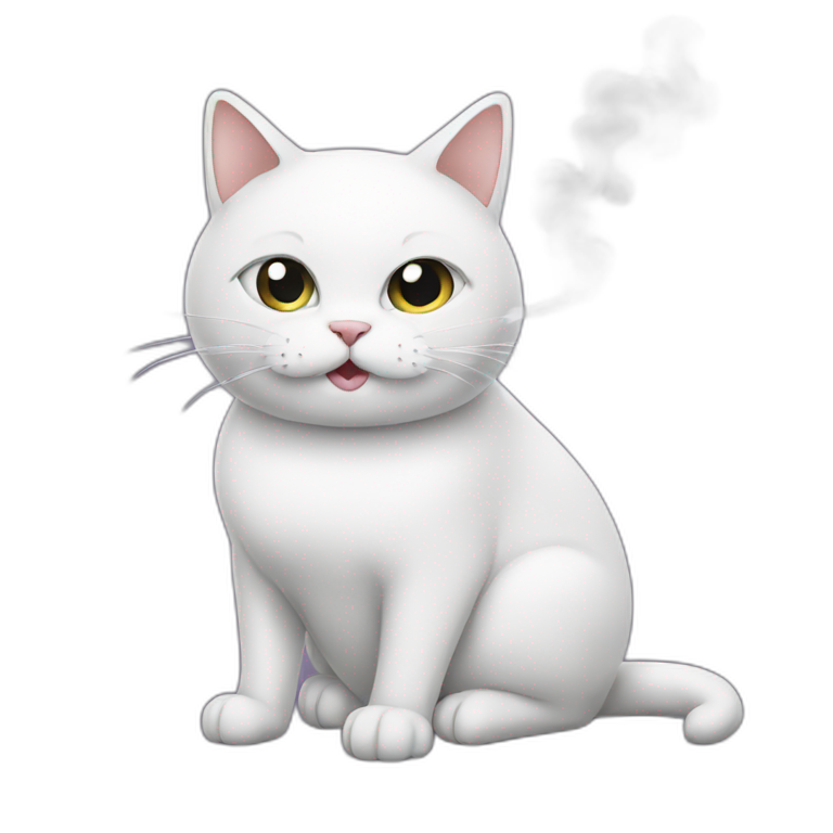 Smoking White cat emoji