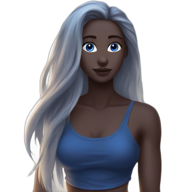 mysterious blue-eyed girl with long hair emoji