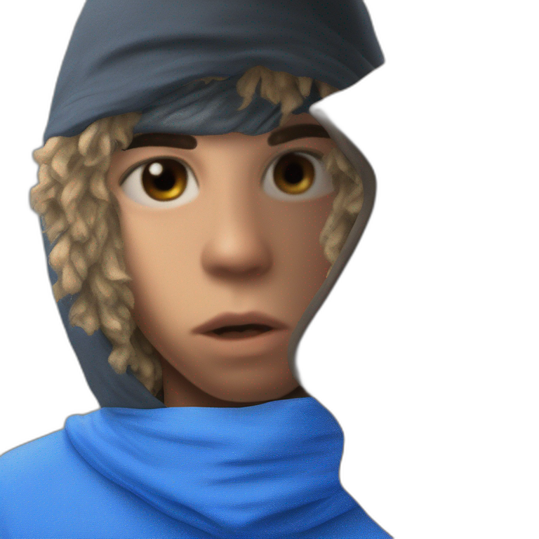 mysterious hooded boy gazes emoji