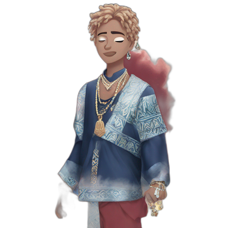serene boy with necklace emoji