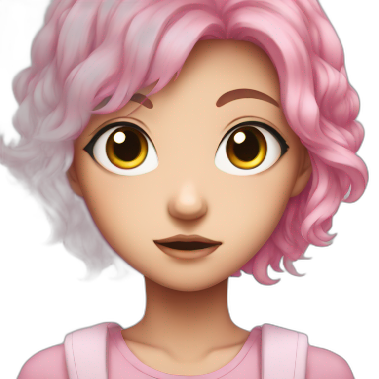 anime girl with big eyes and pink hair emoji