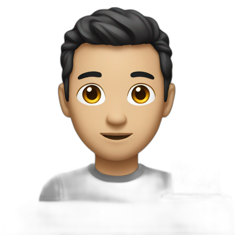developer with mac laptop in front, light skin tone and black hair styled emoji