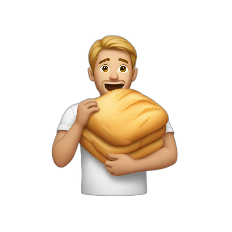 man eating a lot of bread emoji