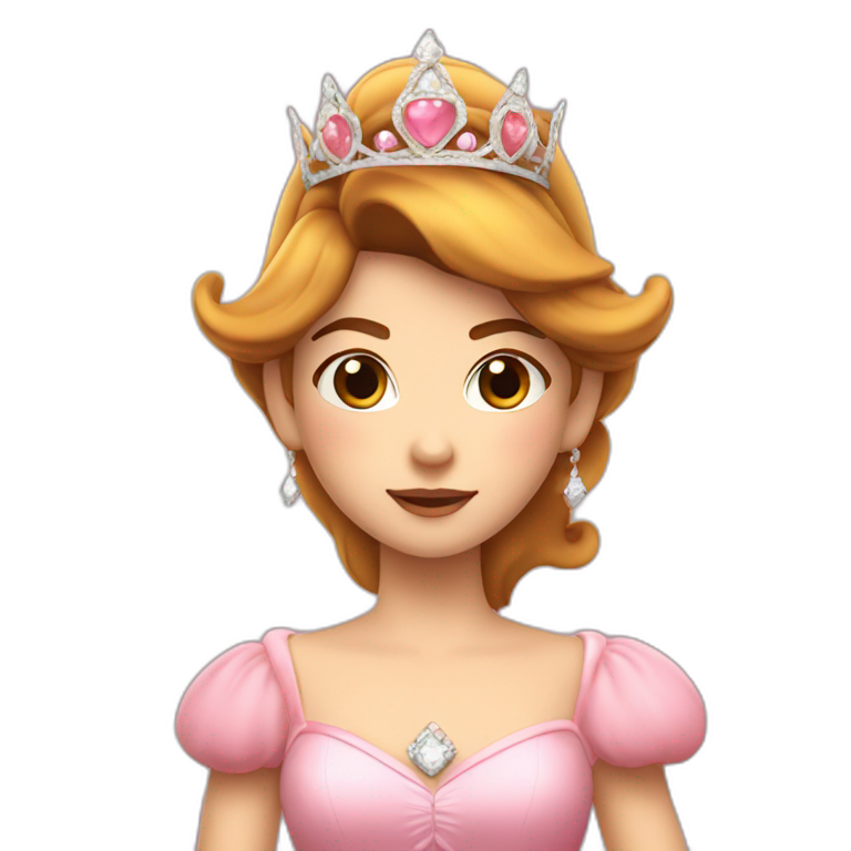 princess peach girl with tiara and brown hair emoji