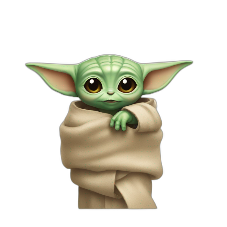 Baby Yoda making the number 3 on his hand emoji