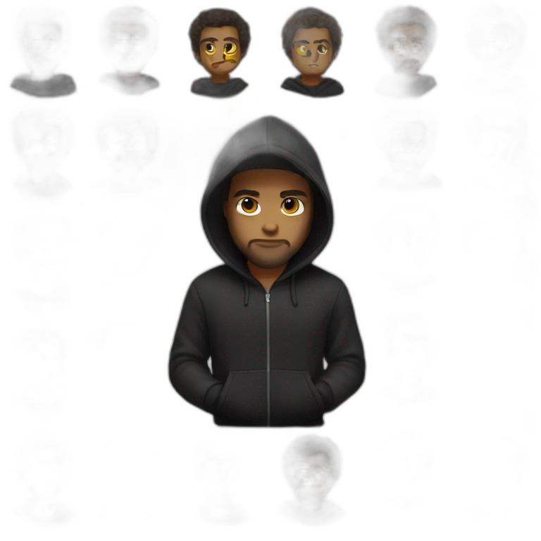 serious guy in black hoodie WITHOUT BEARD emoji