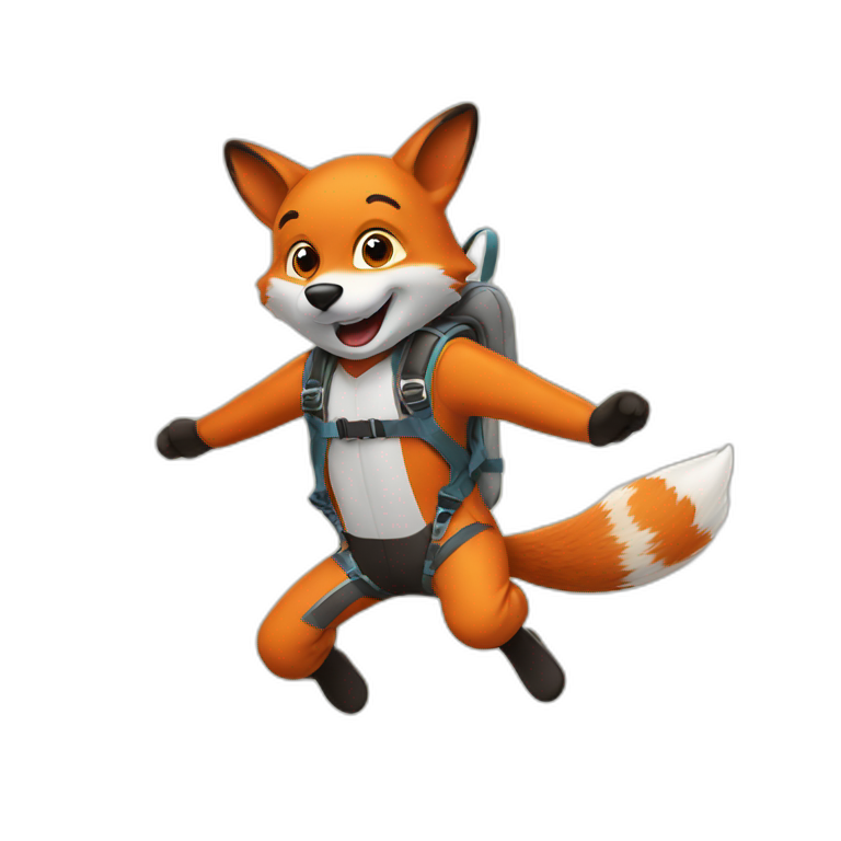 Jumping fox skydiving emoji