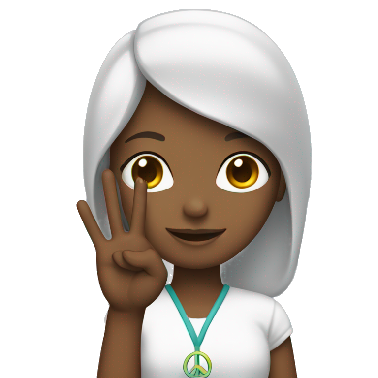 Girl with a peace sign hand  emoji