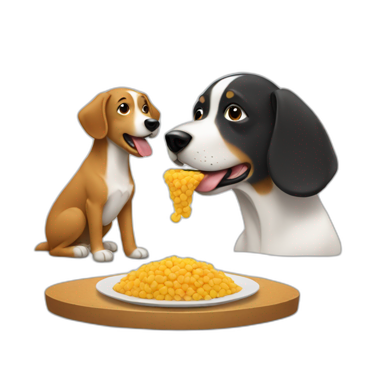 dog eating food with person recording  emoji