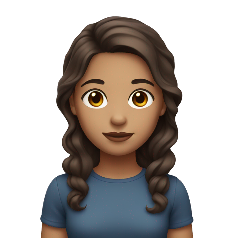 girl with light brown skin and dark brown eyes and dark brown wavy hair emoji
