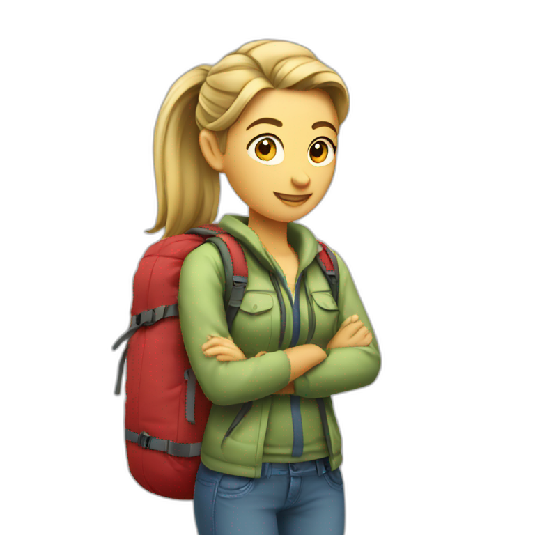 famale Backpackers with ponytail emoji