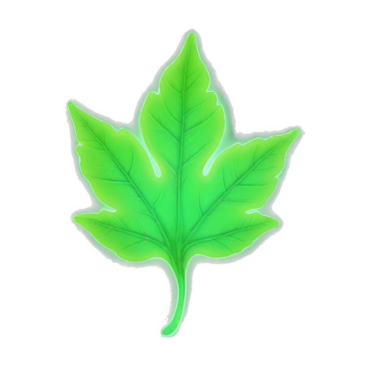 Leaf glowing neon emoji