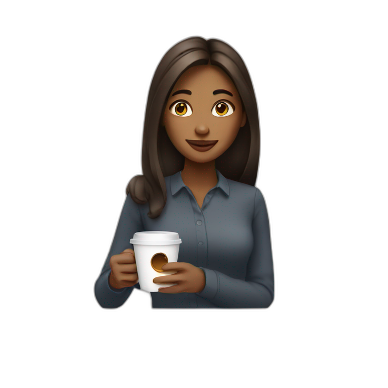 girl on work with coffee emoji