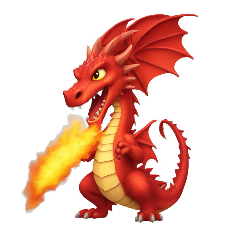red ferocious dragon breathing fire emoji